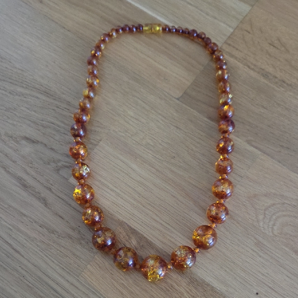 Golden Amber Beaded Necklace